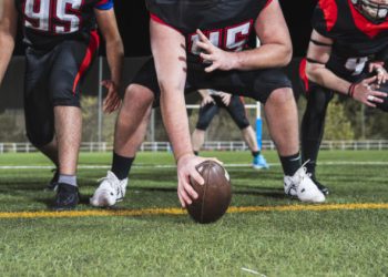 Football players ready for kickoff